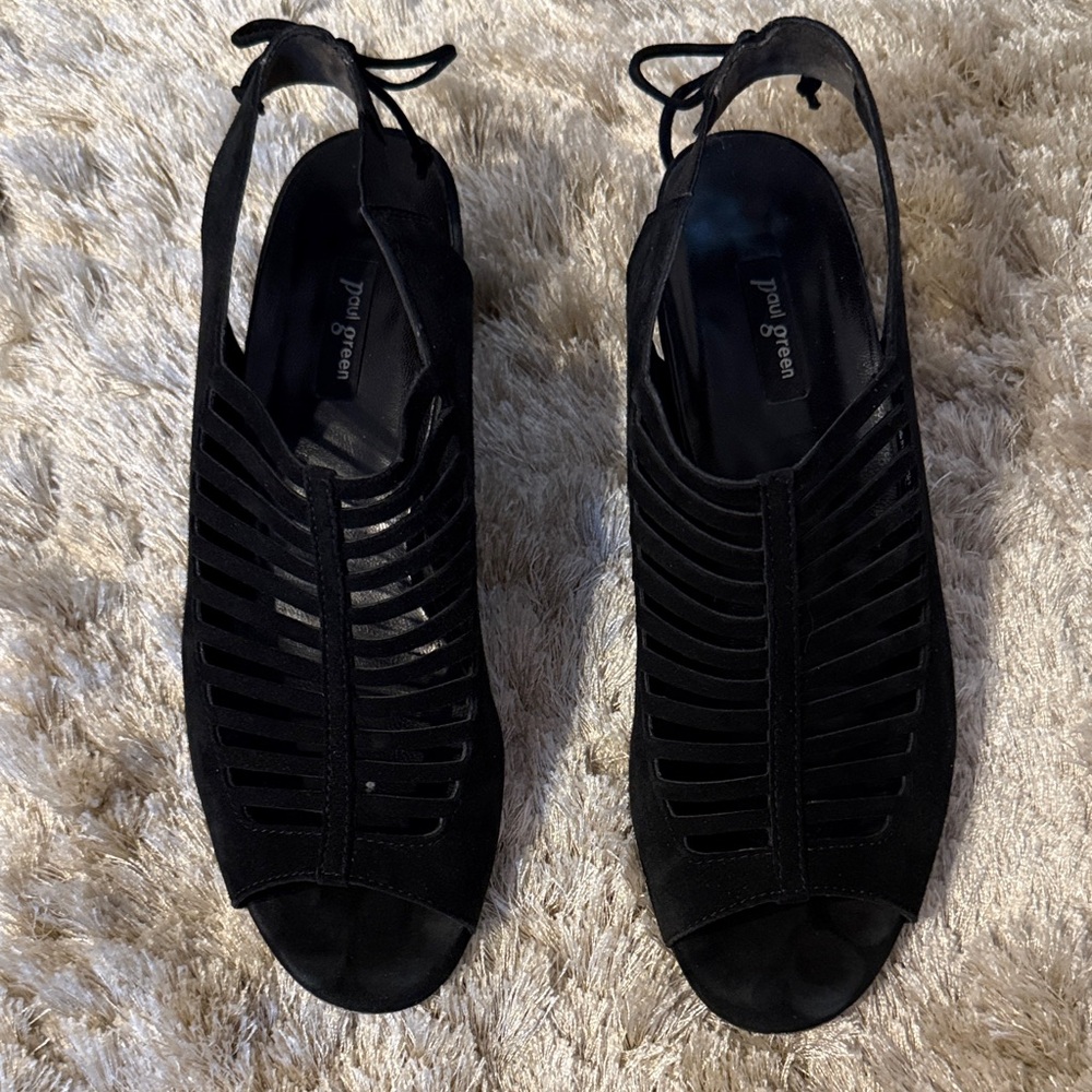 Paul Green Black Suede Strappy Sandals